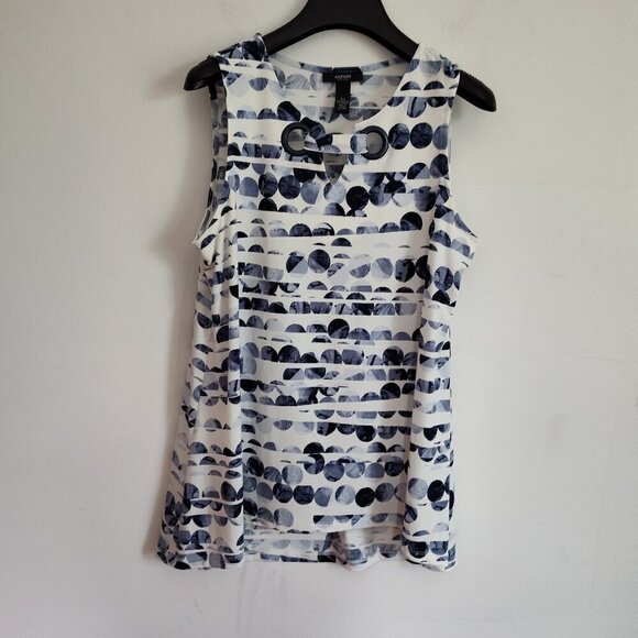 Ladies Petite SZ PL Alfani Blue/White Sleeveless Tunic - Picture 1 of 4